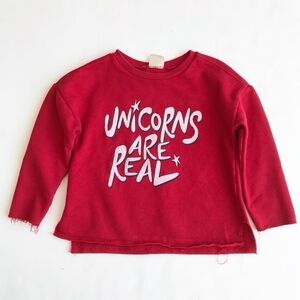 Zara red unicorns are real sweatshirt EUC 6Y
